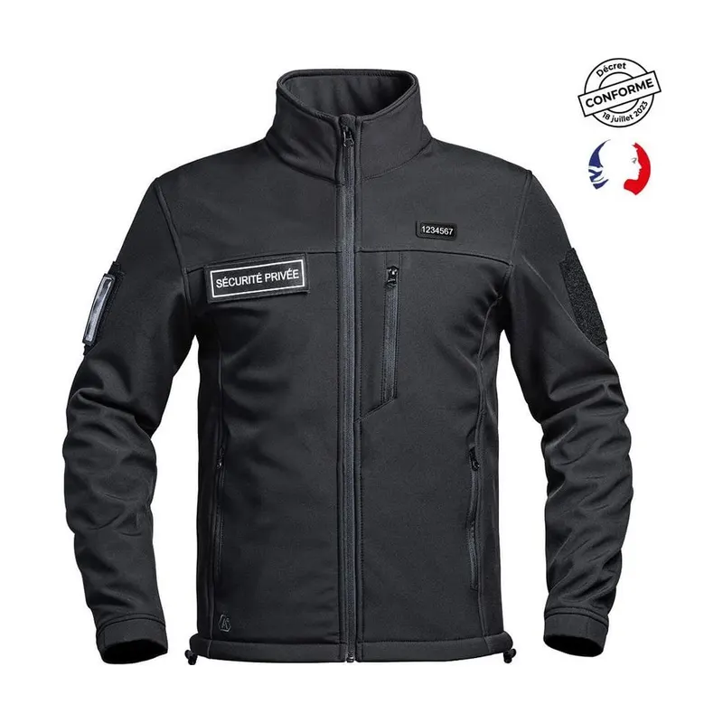 Veste Softshell SÉCU-ONE flap Sécurité Privée noir